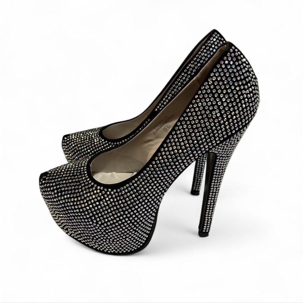 6 Inch Silver Rhinestone Heels/Pumps